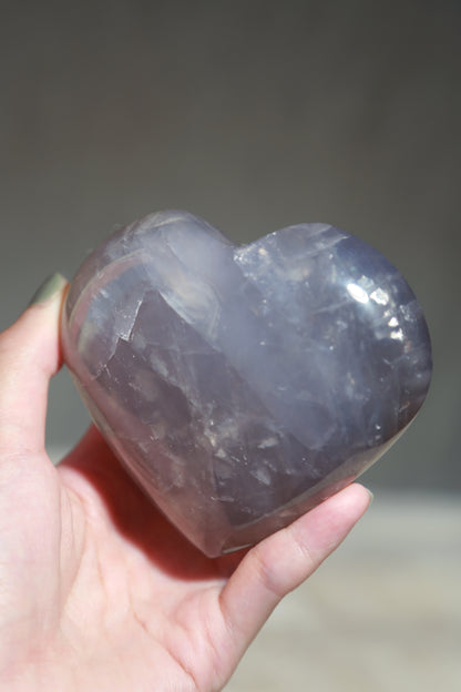 Blue Rose Quartz Heart on metal stand