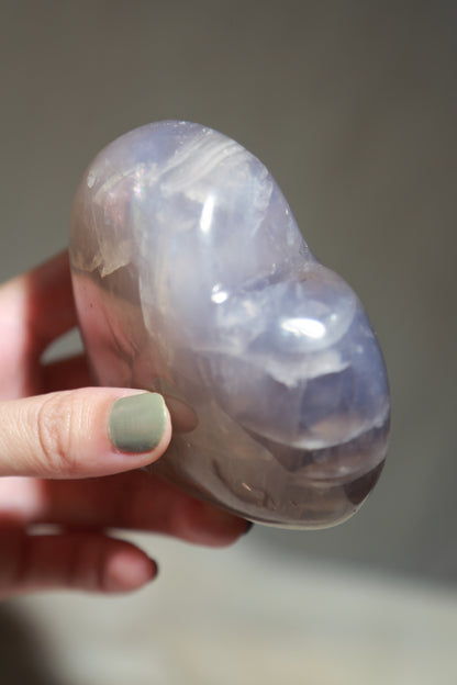 Blue Rose Quartz Heart on metal stand