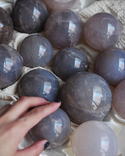 Blue Rose Quartz Spheres - High Quality