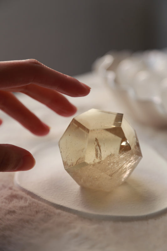 Champagne Citrine Faceted Meatball