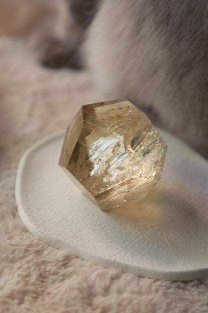 Champagne Citrine Faceted Meatball