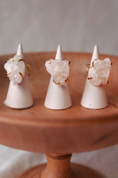 Clear Quartz Cluster Wire Ring