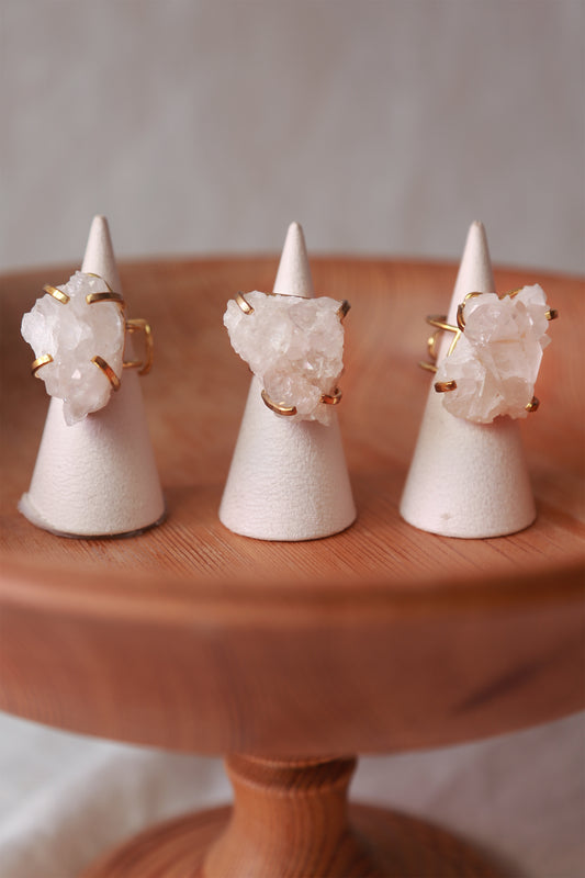 Clear Quartz Cluster Wire Ring