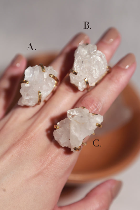 Clear Quartz Cluster Wire Ring