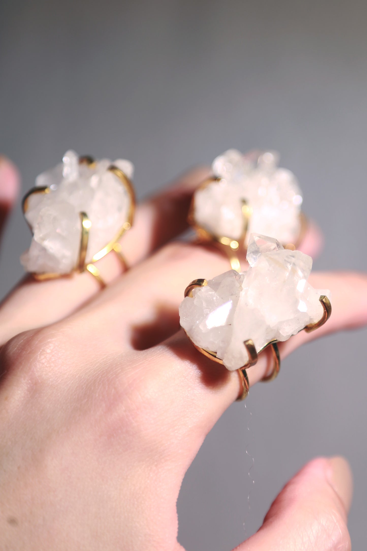 Clear Quartz Cluster Wire Ring