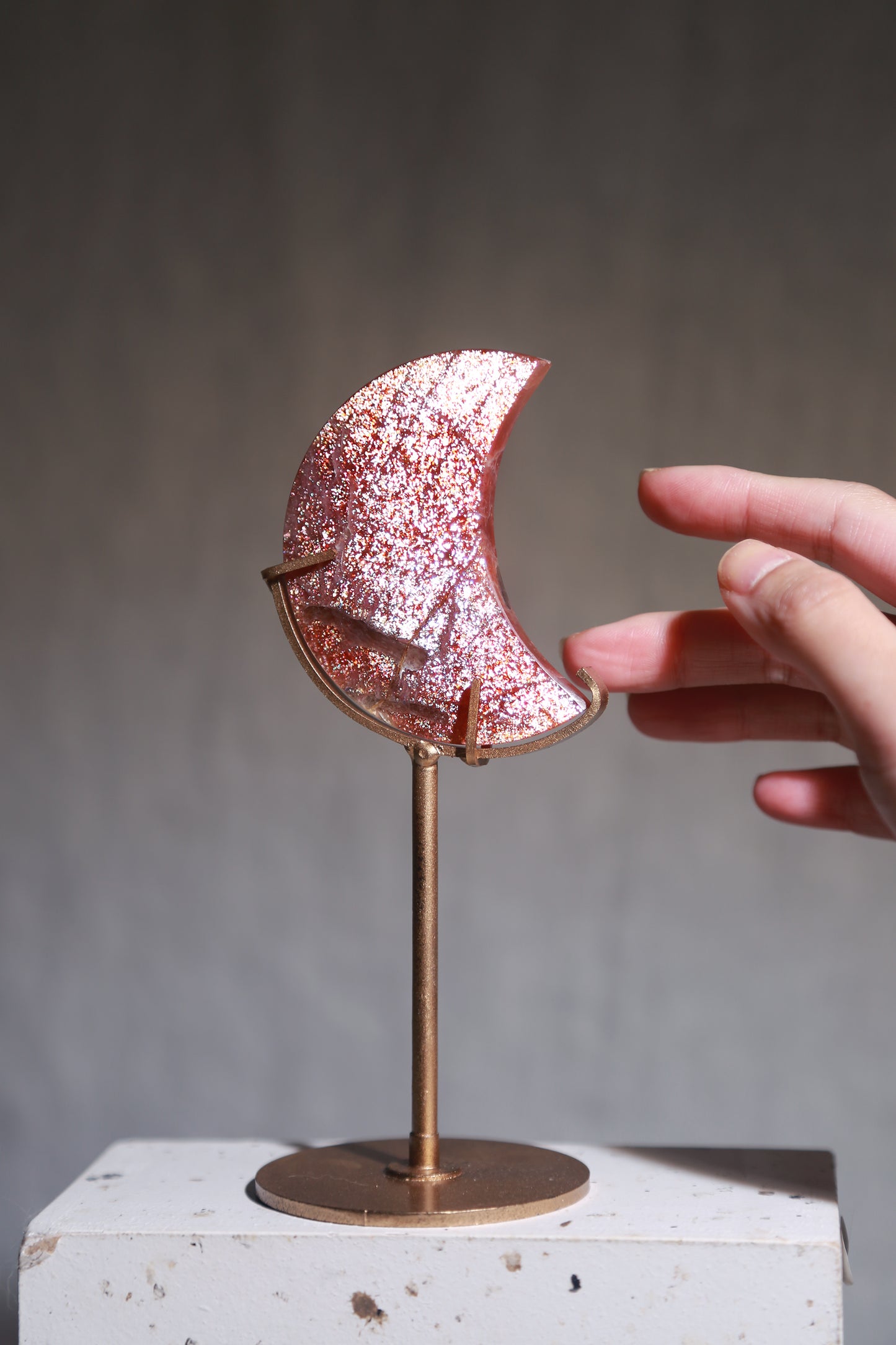 Confetti Sunstone Moon on stand