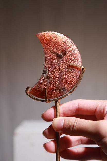 Confetti Sunstone Moon on stand