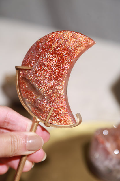 Confetti Sunstone Moon on stand