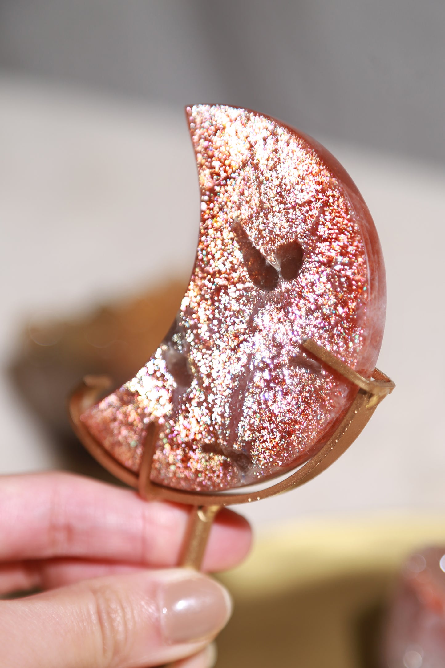 Confetti Sunstone Moon on stand