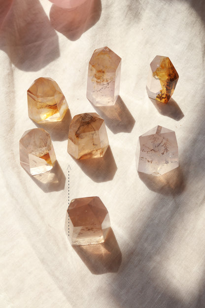 Dendritic Rose Quartz with Golden Healer Tower