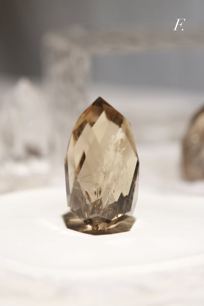 Clear / Smoky Quartz Faceted Diamond Flame