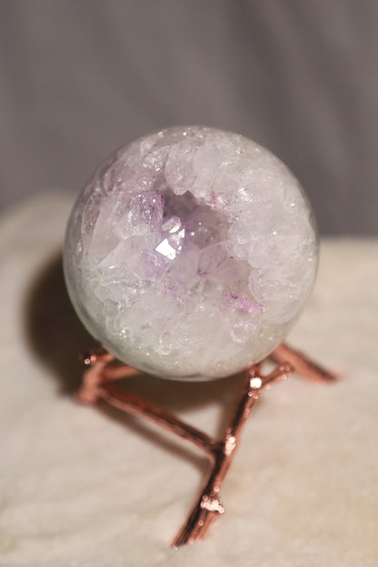 Pink & Green Rainbow Amethyst Purple Druzy Sphere