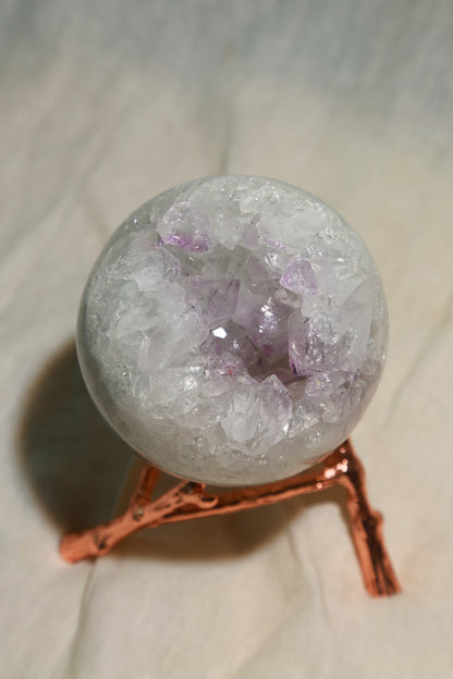 Pink & Green Rainbow Amethyst Purple Druzy Sphere