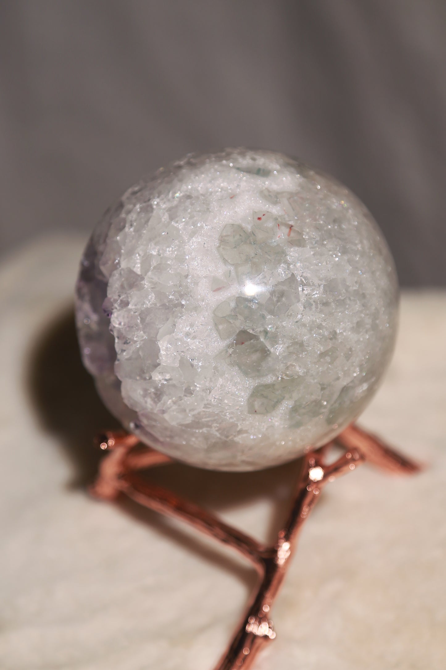 Galaxy Pink & Green Amethyst Purple Druzy Sphere