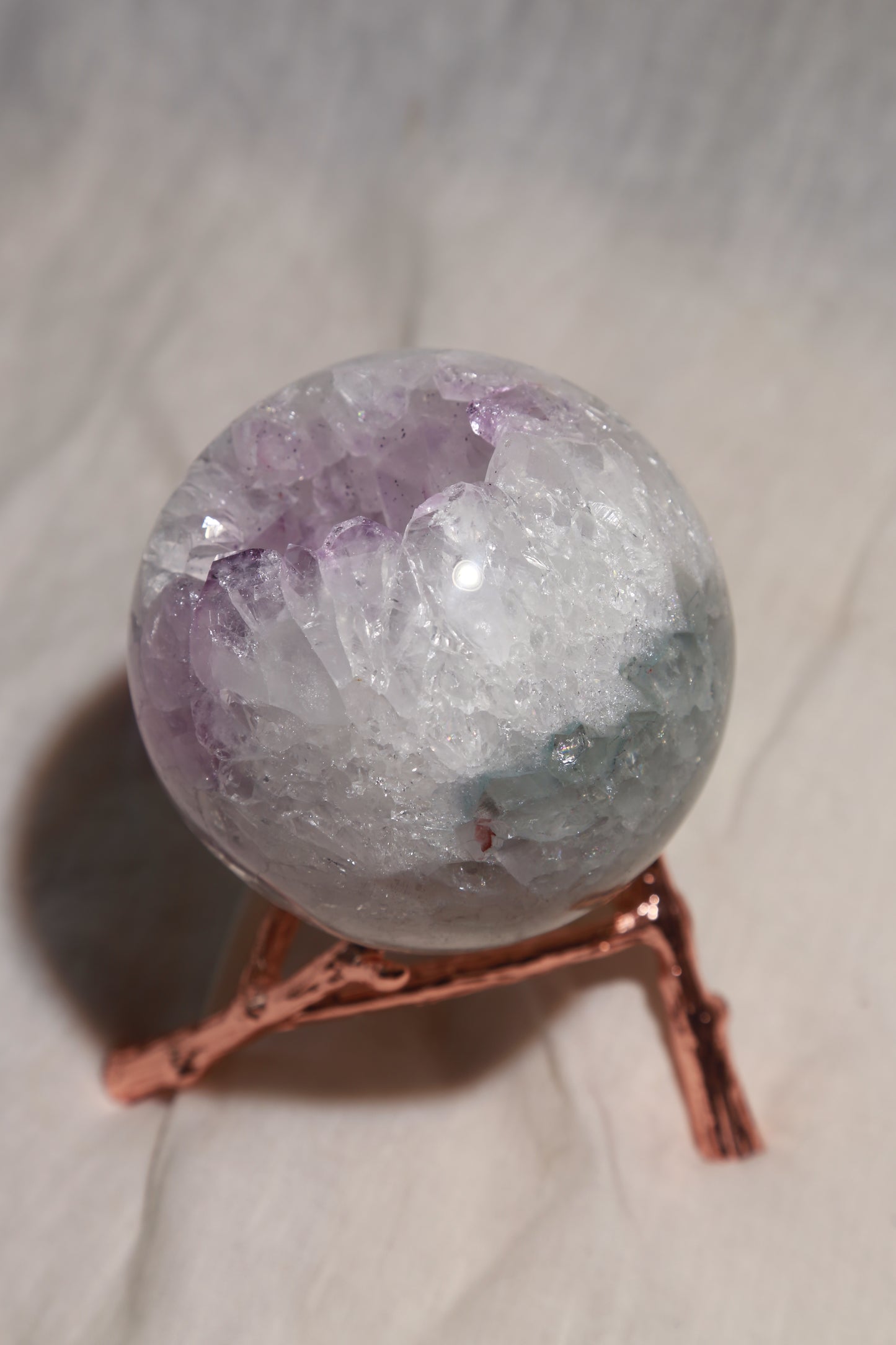 Galaxy Pink & Green Amethyst Purple Druzy Sphere