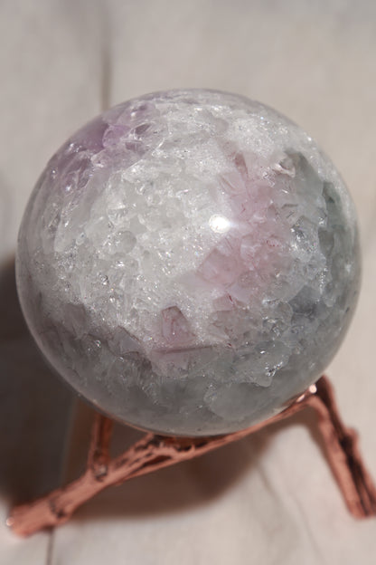 Pink & Green Rainbow Amethyst Purple Druzy Sphere