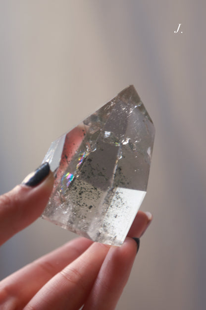 Green Lodolite Garden Quartz Tower
