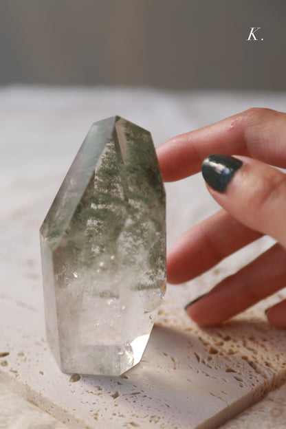 Green Lodolite Garden Quartz Tower
