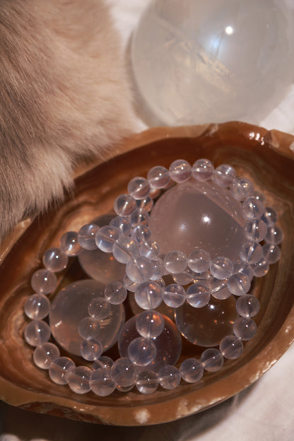 Shooting Star Blue Flash Girasol Quartz Bead Bracelet