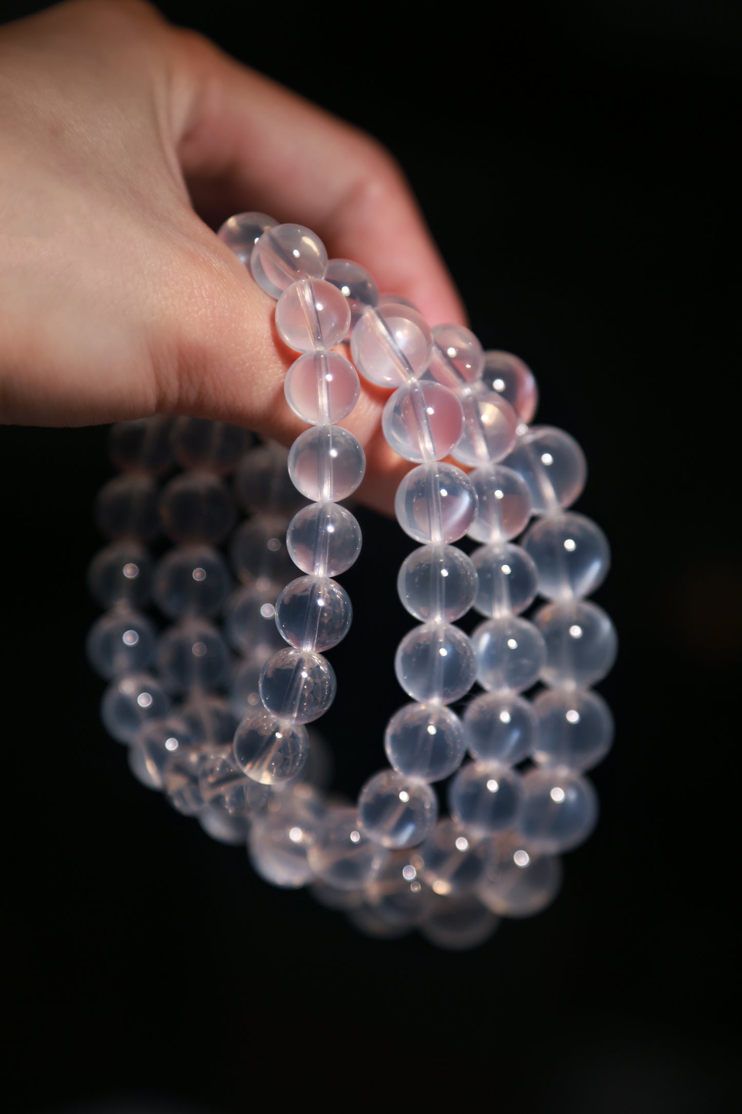 Shooting Star Blue Flash Girasol Quartz Bead Bracelet