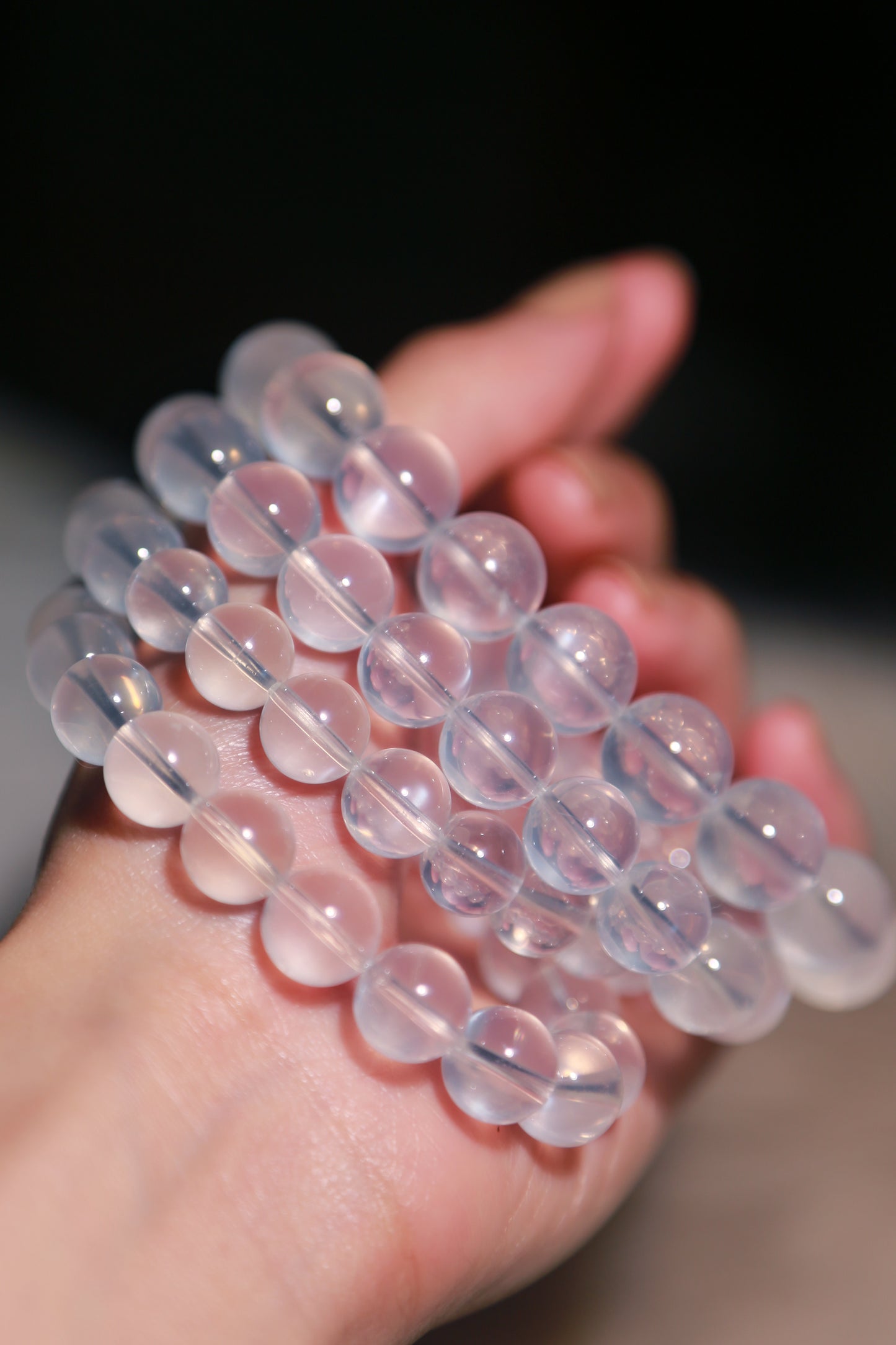 Shooting Star Blue Flash Girasol Quartz Bead Bracelet