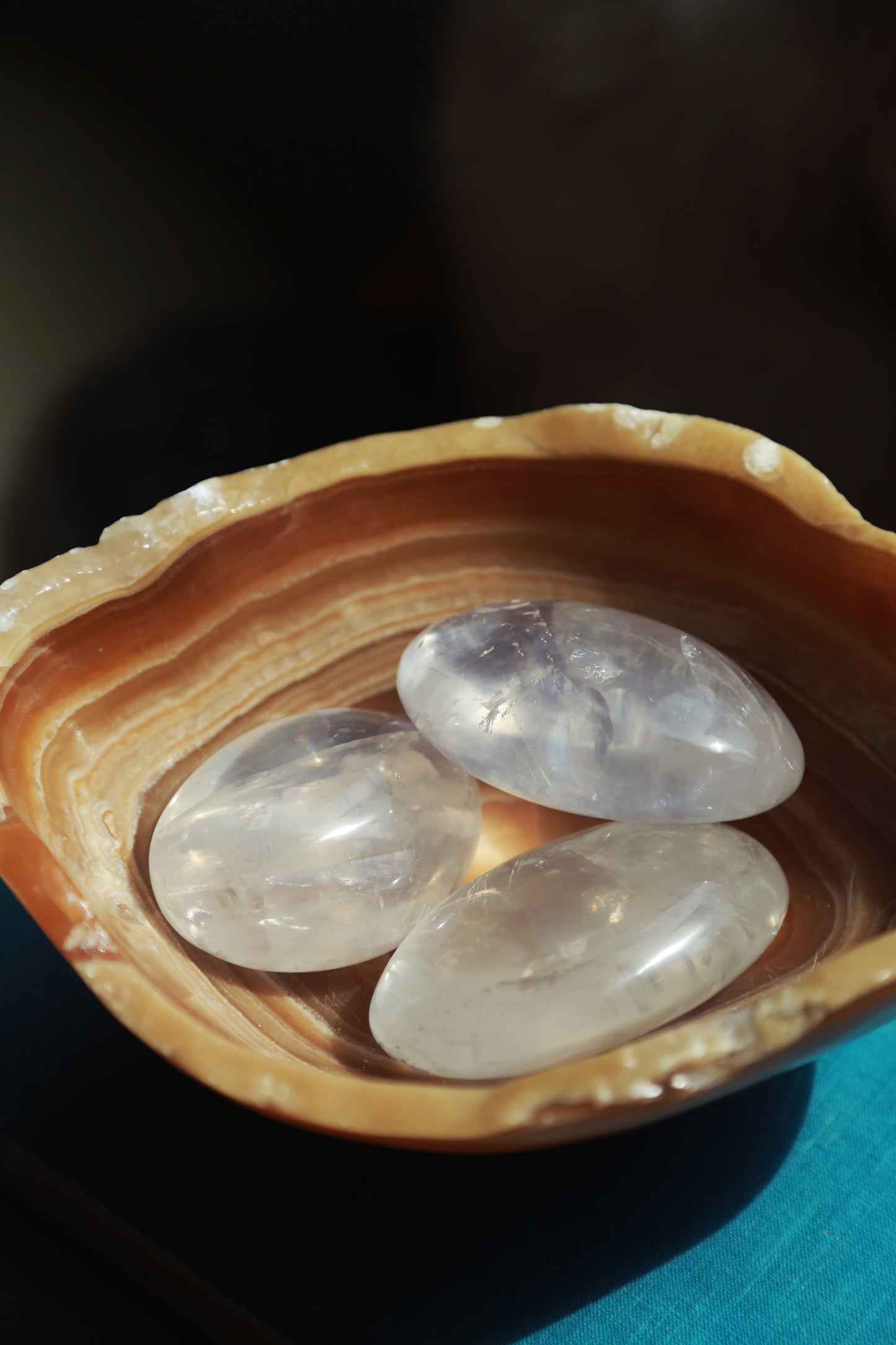Rainbow Girasol Quartz Palm Stone