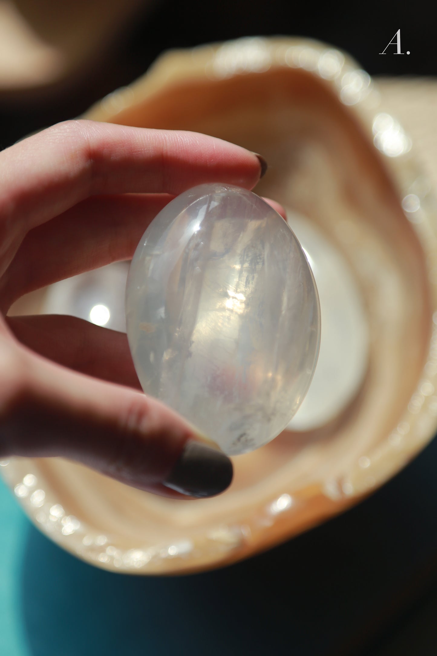 Rainbow Girasol Quartz Palm Stone