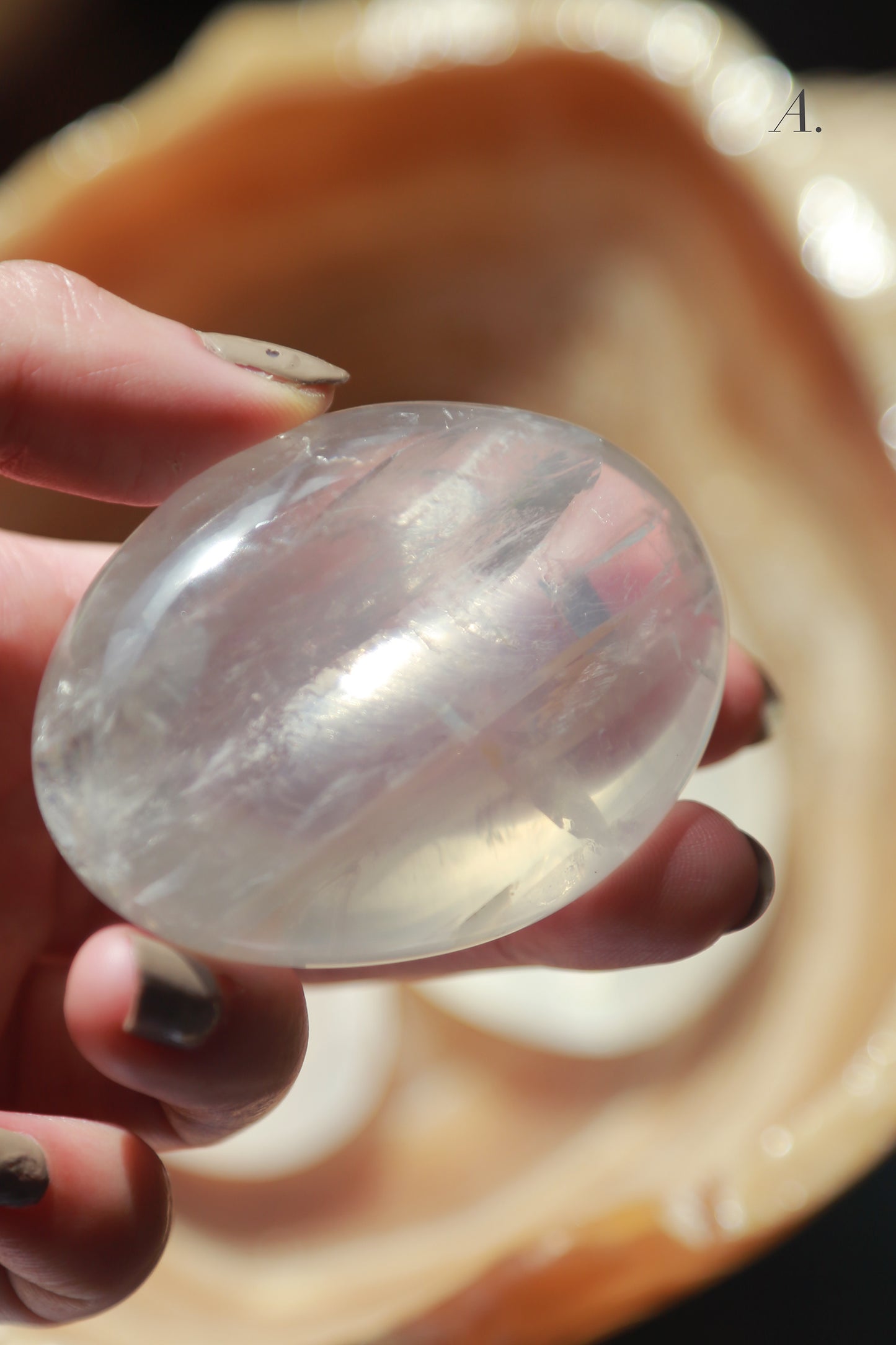 Rainbow Girasol Quartz Palm Stone