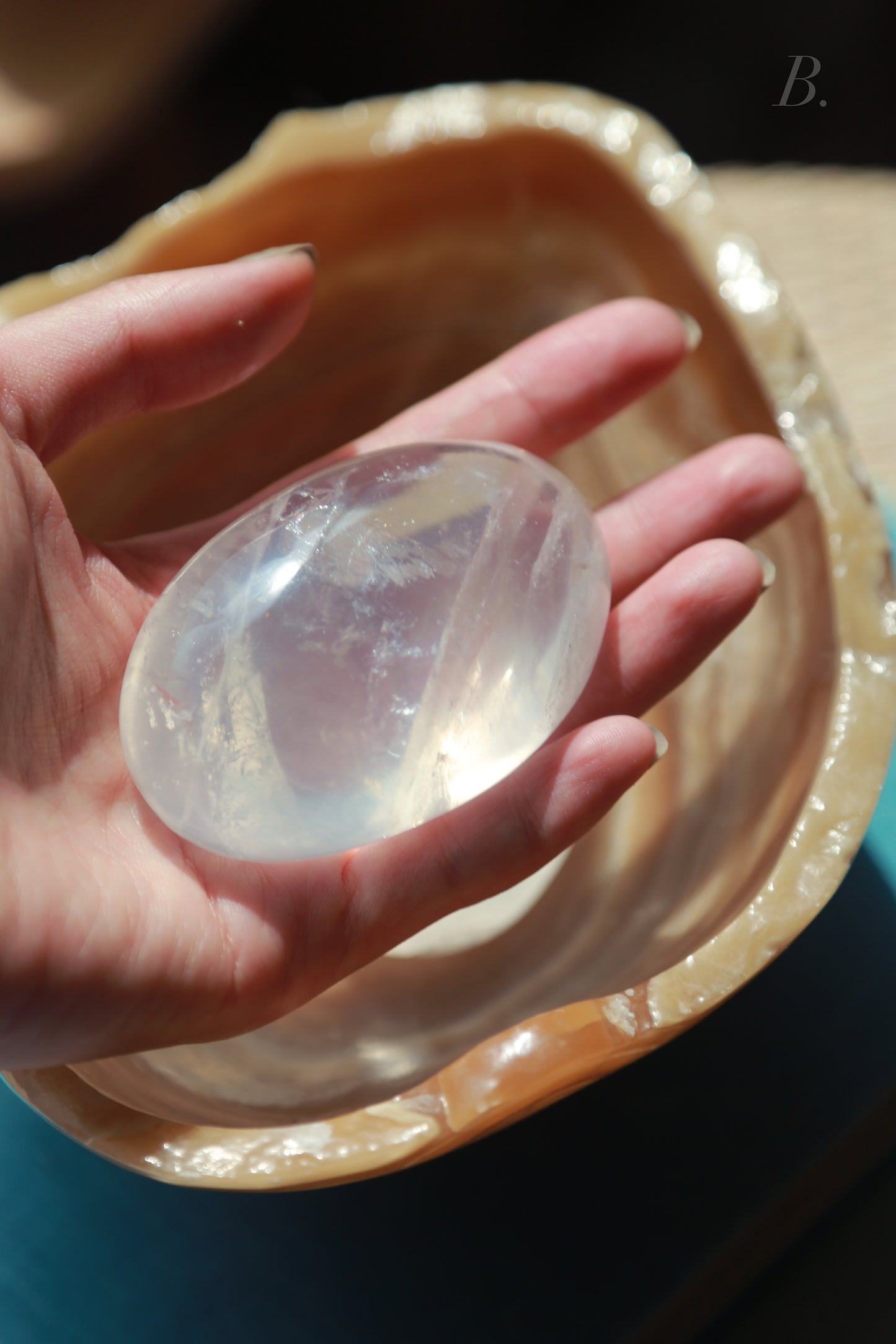 Rainbow Girasol Quartz Palm Stone
