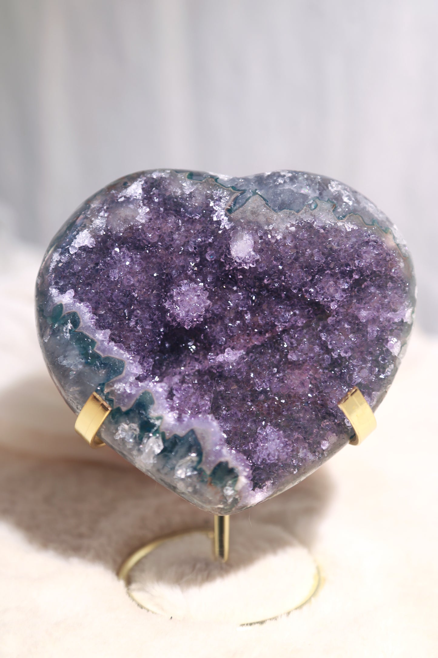 Green Amethyst Purple Sugar Druzy Large Heart