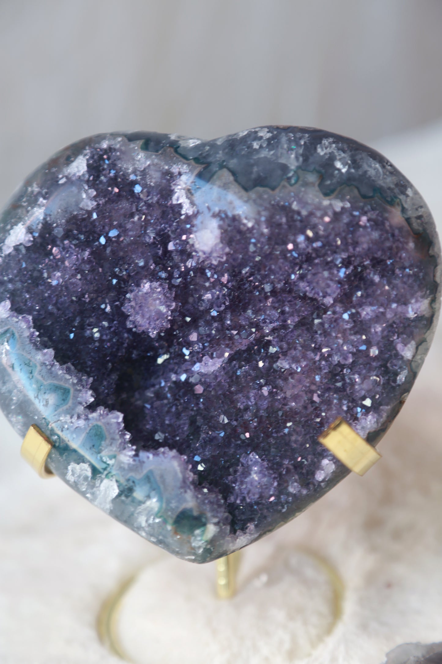 Green Amethyst Purple Sugar Druzy Large Heart