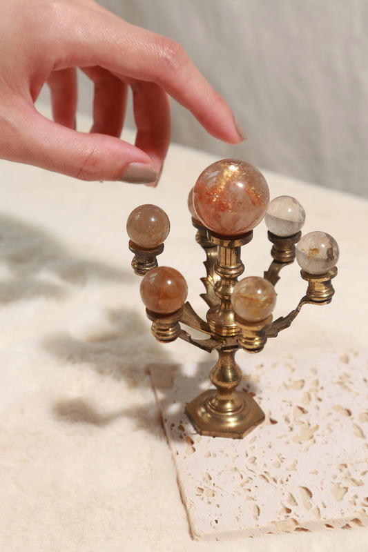 [Helios] Arusha Sunstone + Rutile Sphere Set