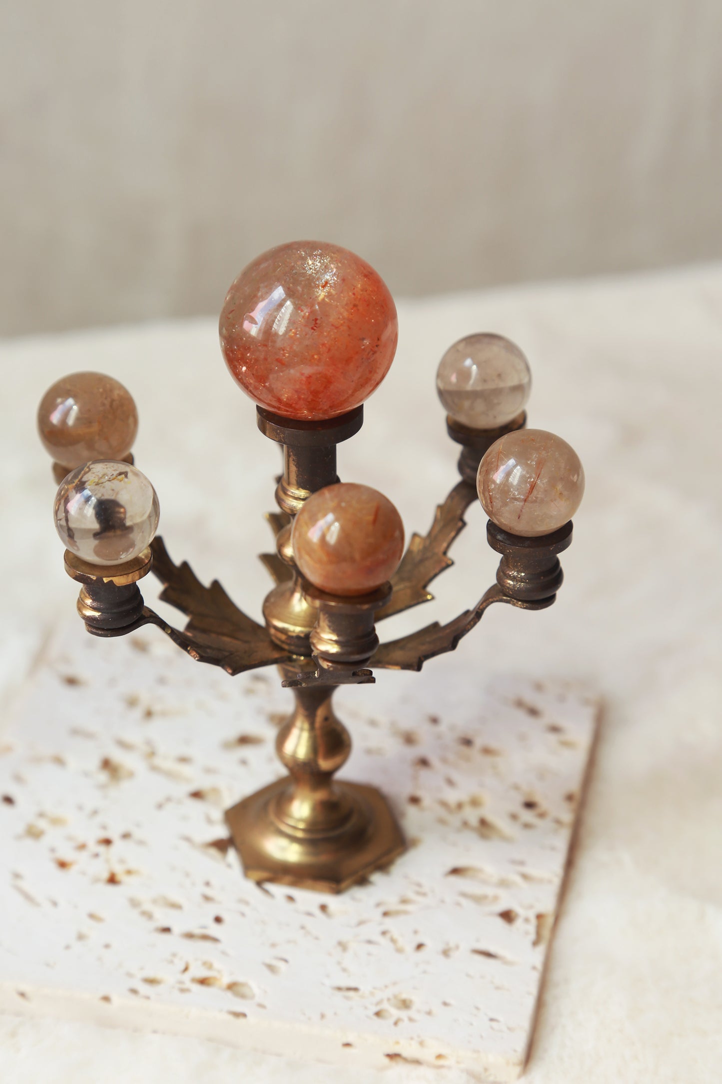 [Helios] Arusha Sunstone + Rutile Sphere Set