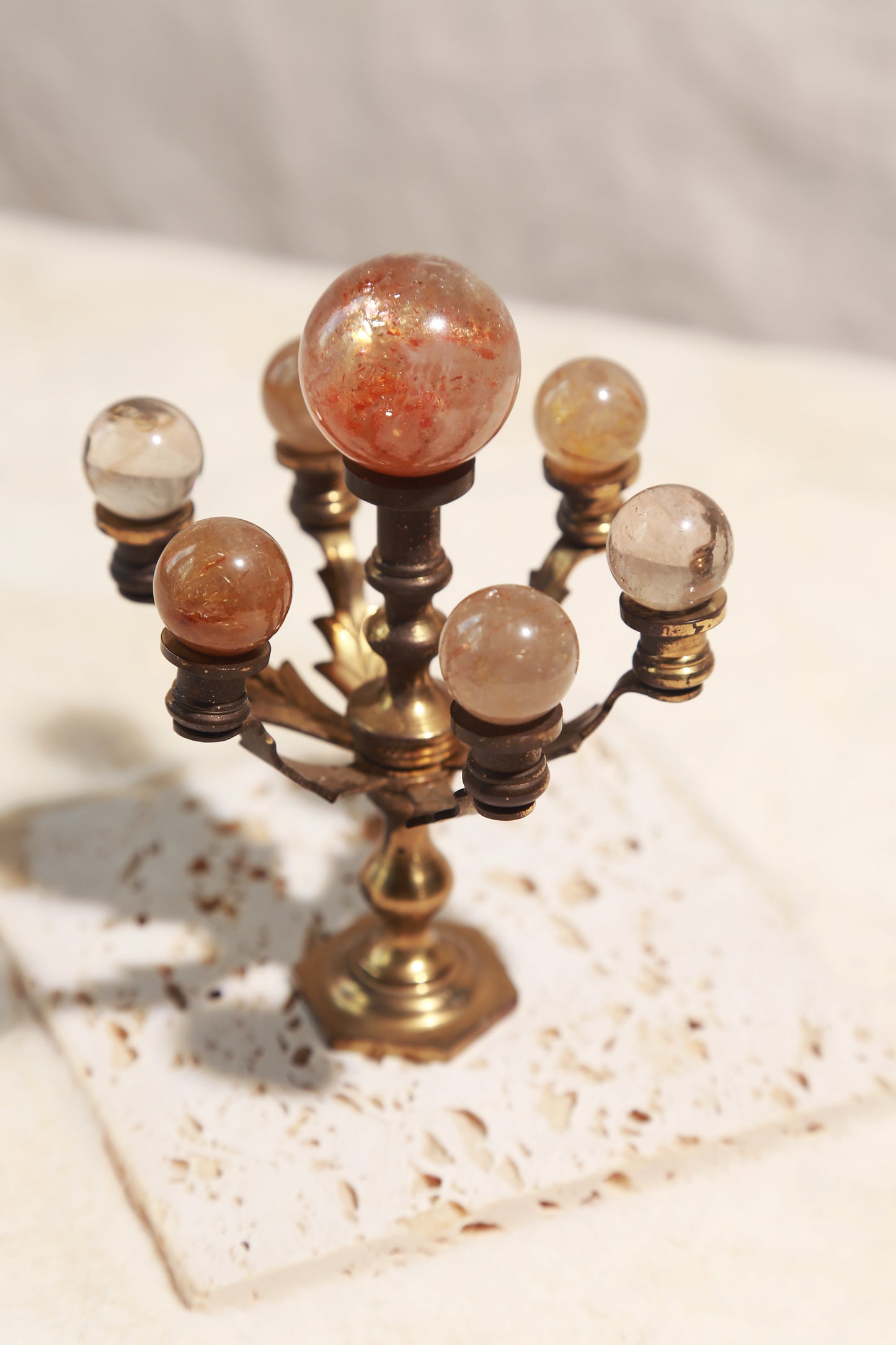 [Helios] Arusha Sunstone + Rutile Sphere Set