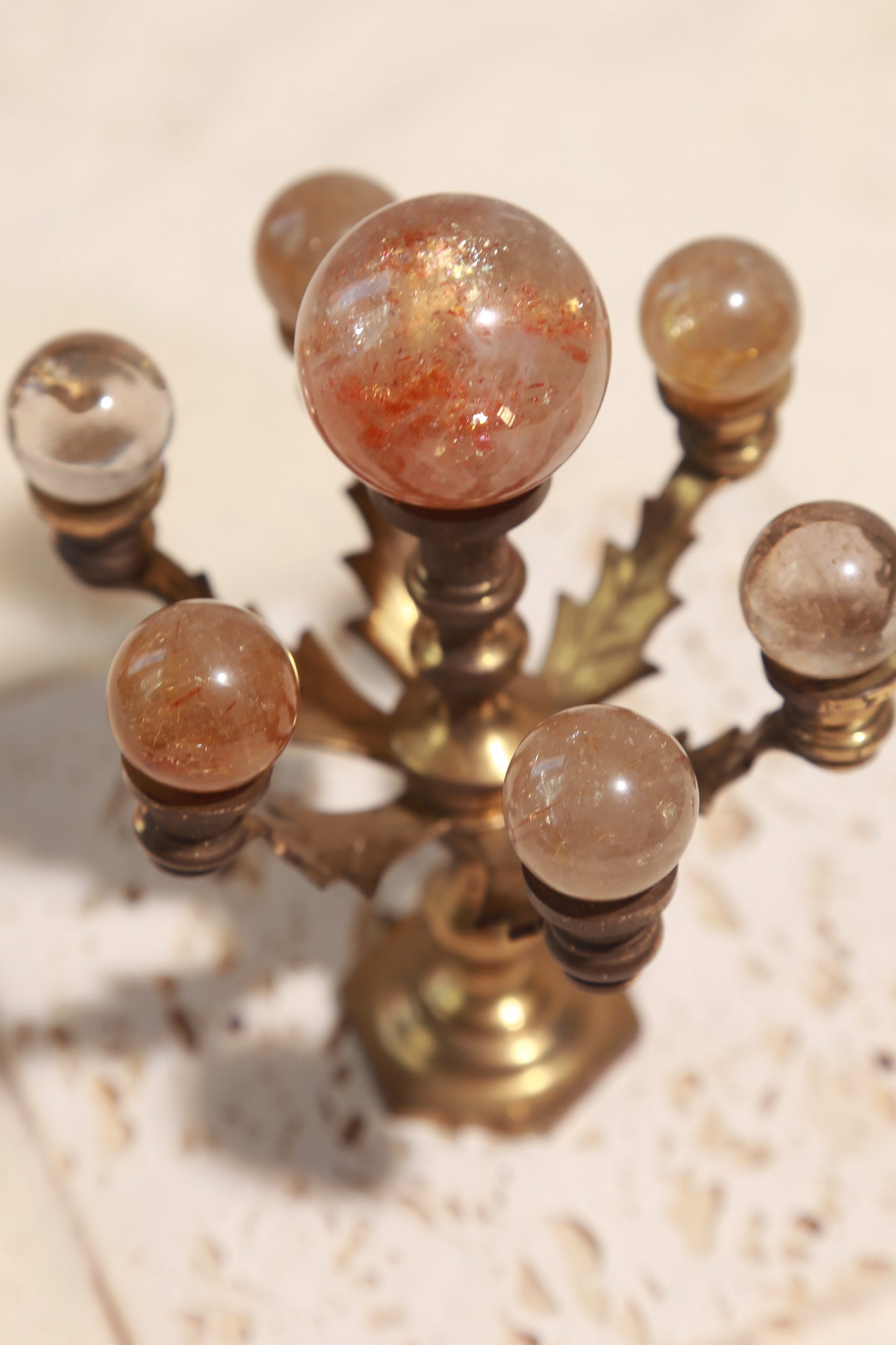 [Helios] Arusha Sunstone + Rutile Sphere Set