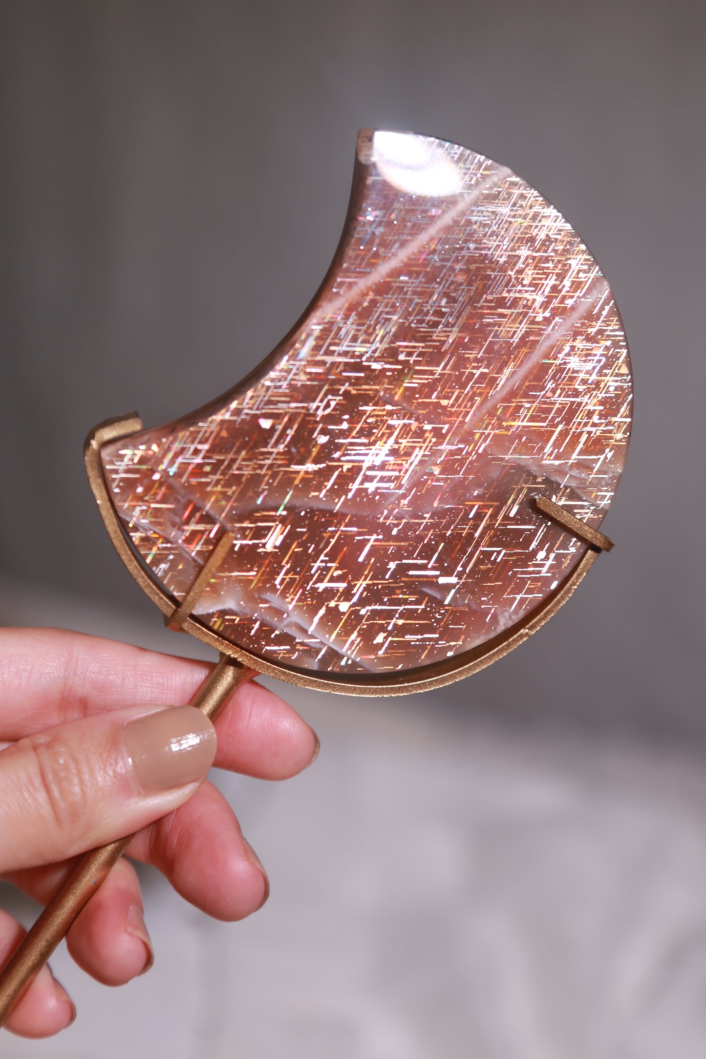 Lattice Black Sunstone Moon on Stand