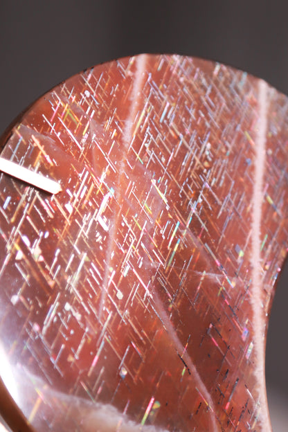 Lattice Black Sunstone Moon on Stand