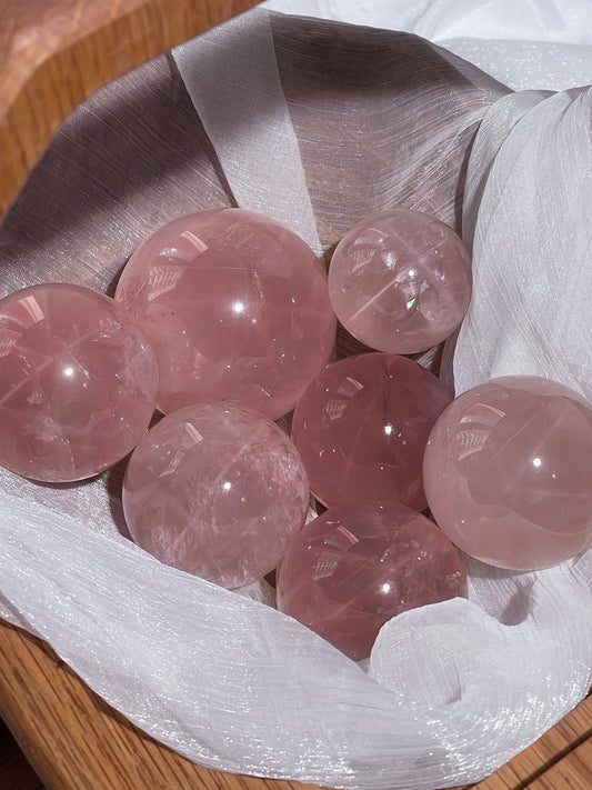 Mozambique Starlight Rose Quartz Sphere