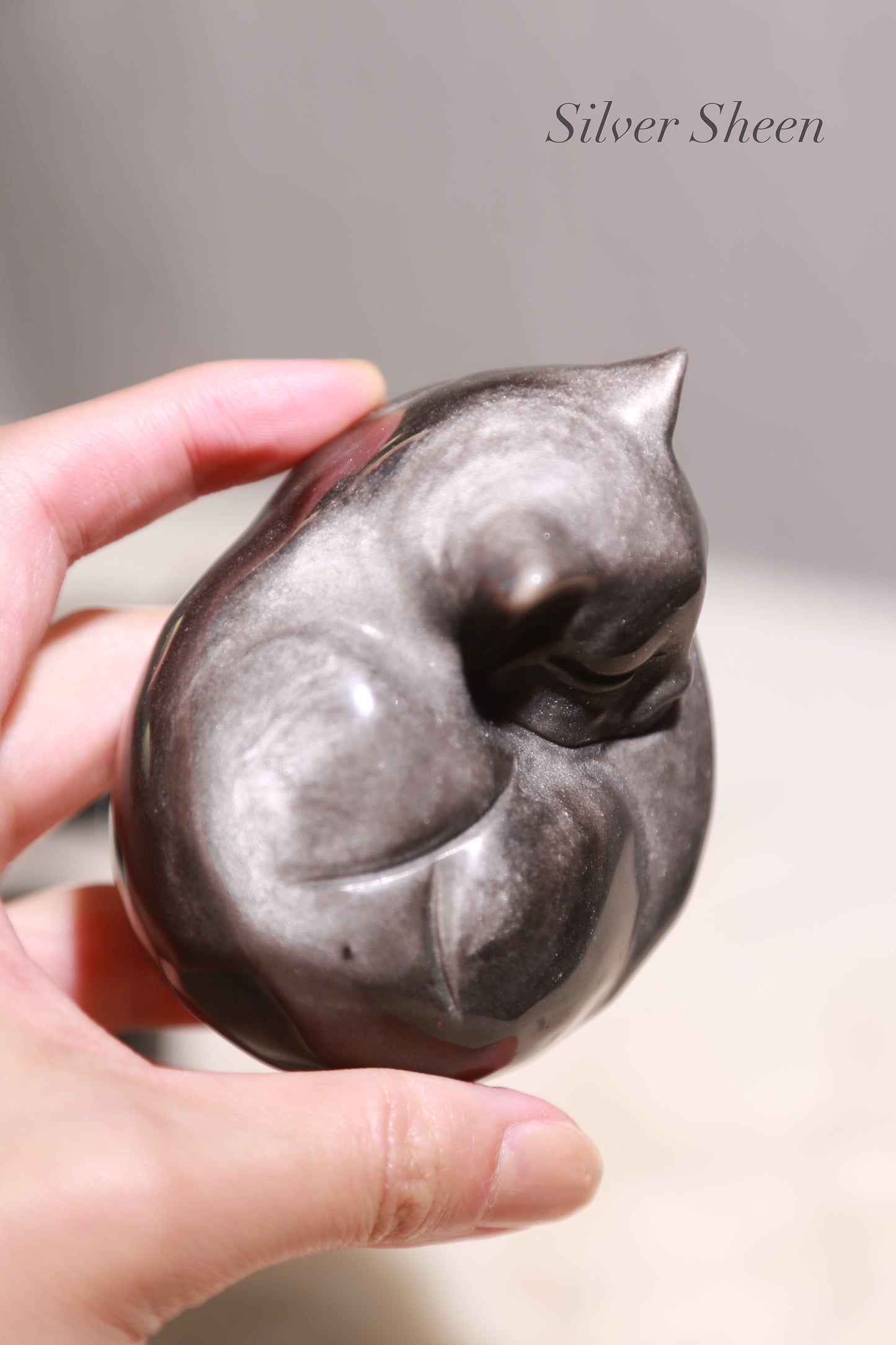 Golden / Silver Sheen Obsidian Goodnight Cat