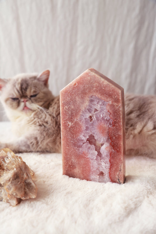 Purple Druzy Pink Amethyst Statement Tower [T]