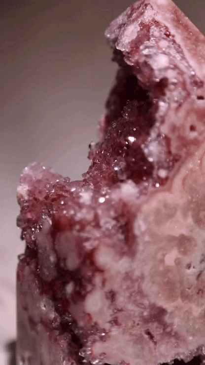 Reddish Druzy Pink Amethyst Statement Tower