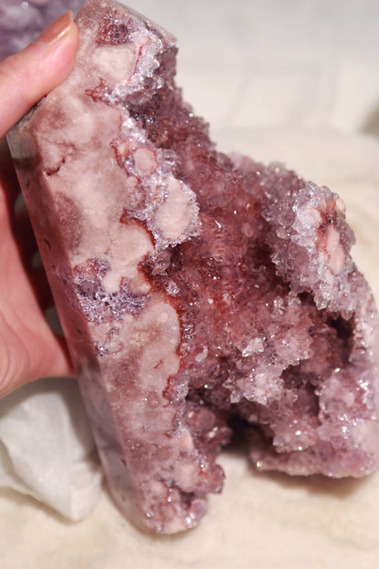 Reddish Druzy Pink Amethyst Statement Tower
