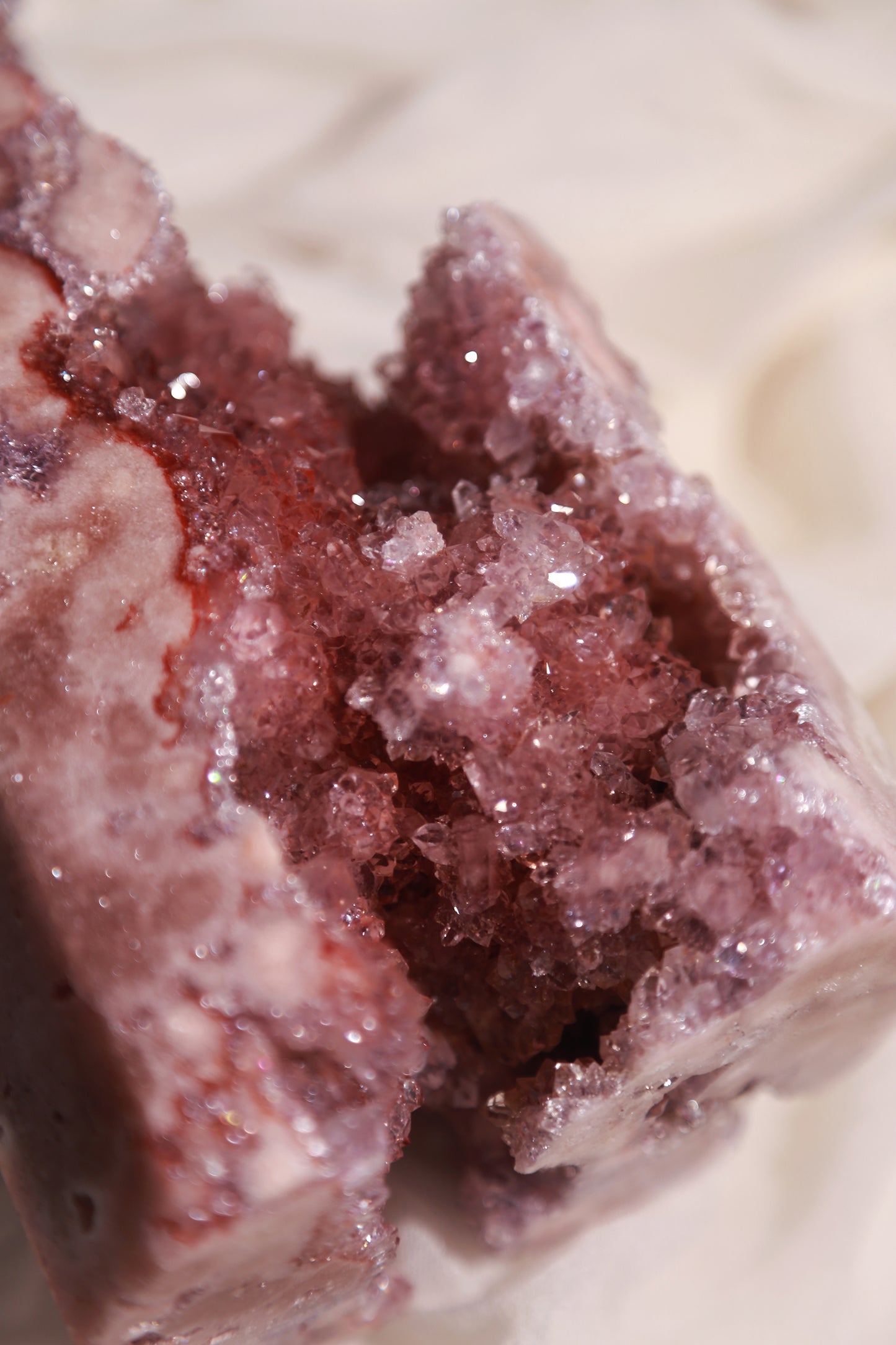 Reddish Druzy Pink Amethyst Statement Tower