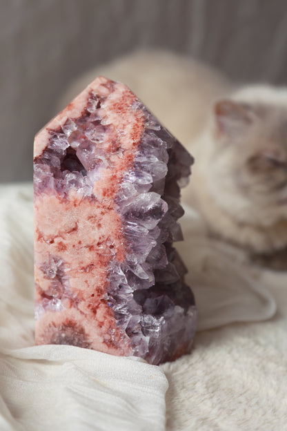 Purple Druzy Pink Amethyst Statement Tower [D]