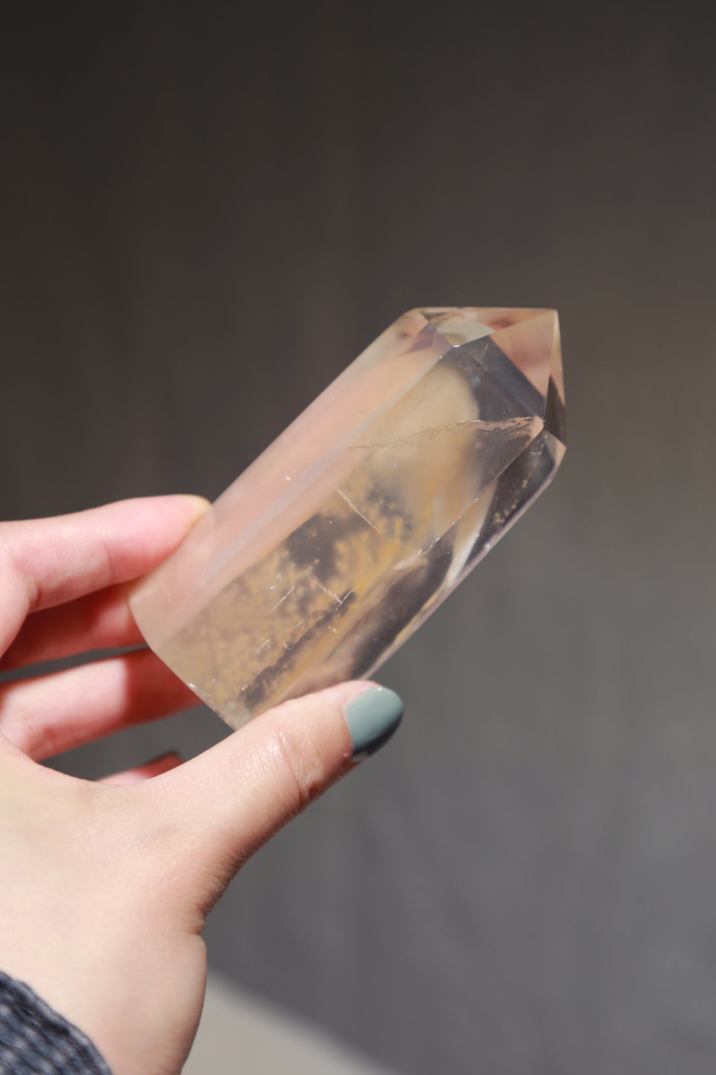 Pink Amphibole Rabbit Hair Quartz Manifestation Crystal Tower