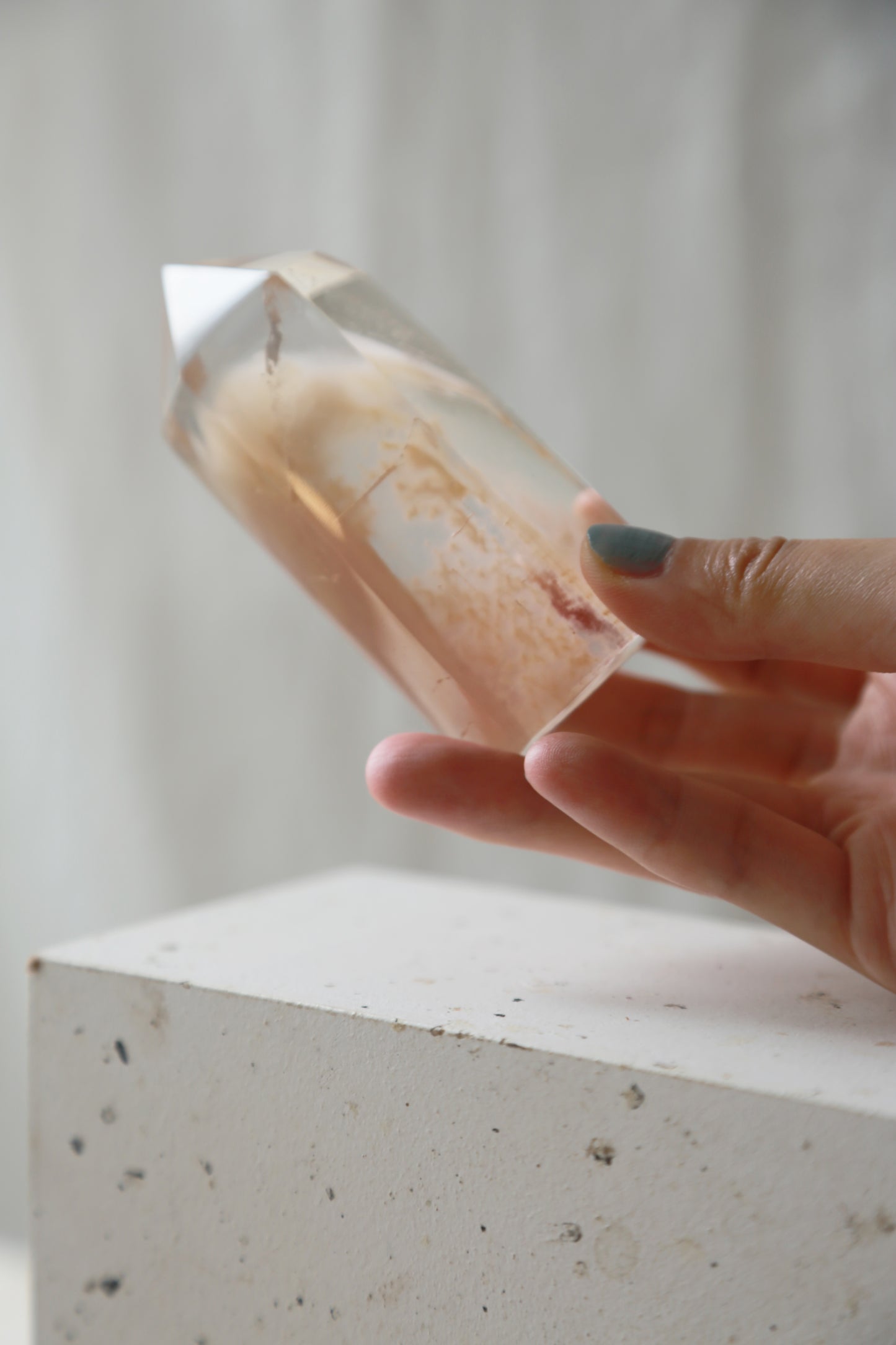 Pink Amphibole Rabbit Hair Quartz Manifestation Crystal Tower