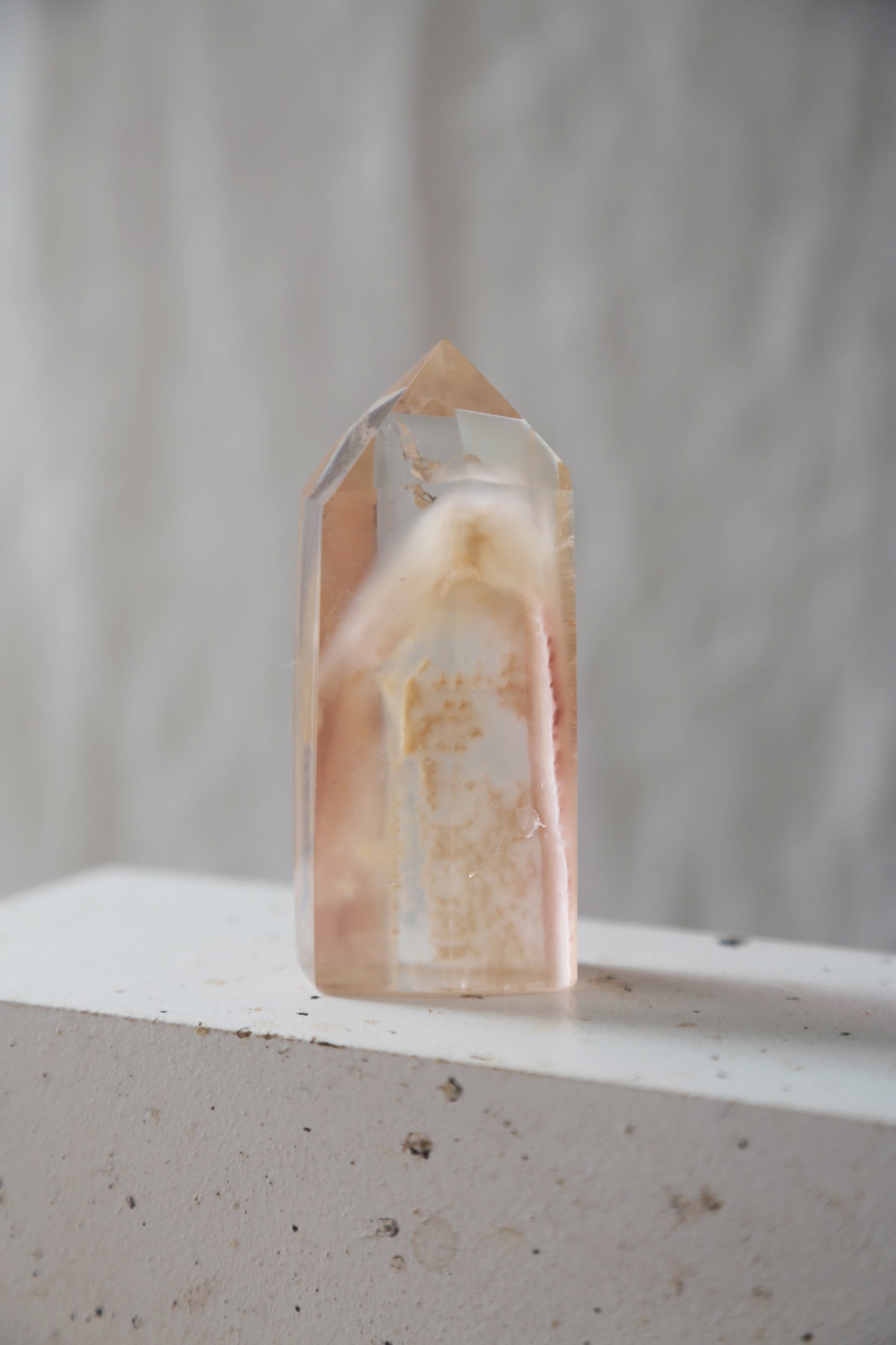 Pink Amphibole Rabbit Hair Quartz Manifestation Crystal Tower