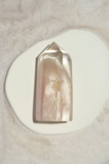 Pink Amphibole Rabbit Hair Quartz Manifestation Crystal Tower