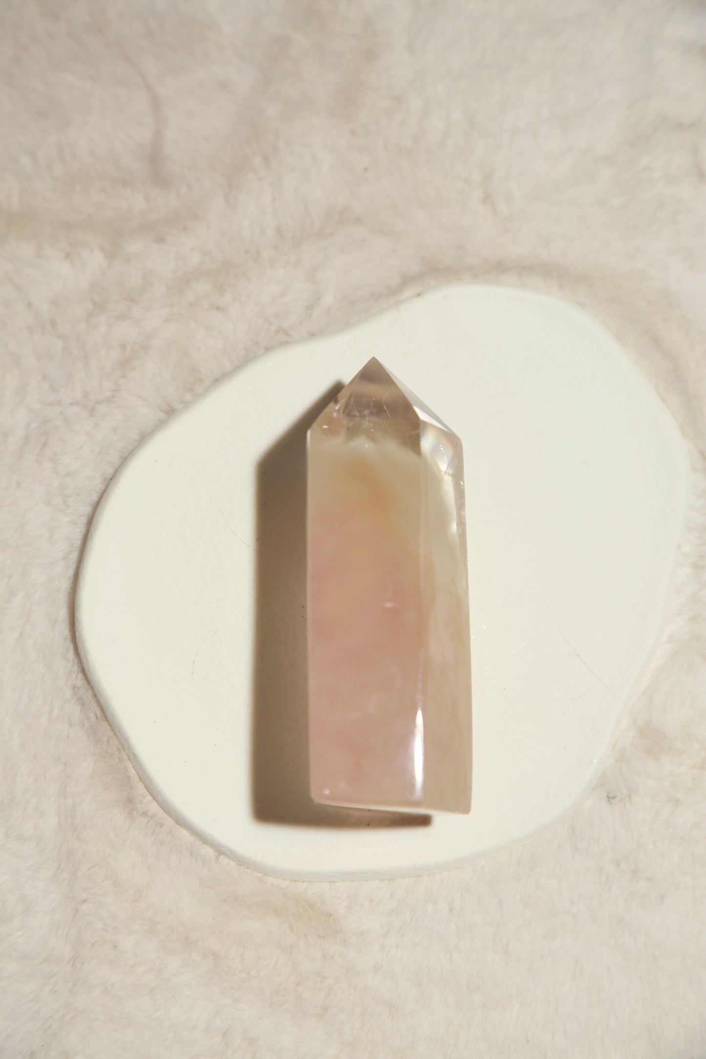 Pink Amphibole Rabbit Hair Quartz Manifestation Crystal Tower