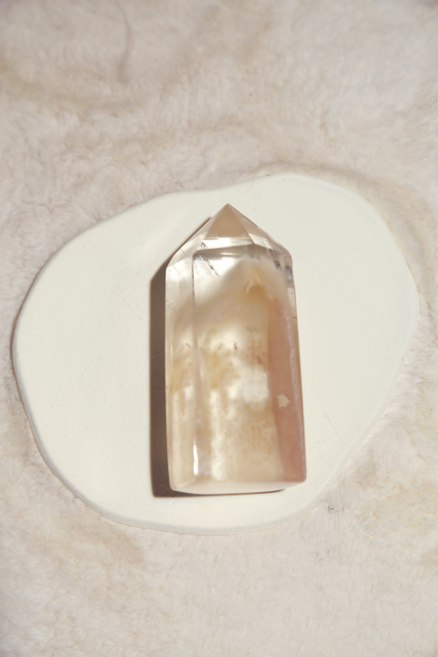 Pink Amphibole Rabbit Hair Quartz Manifestation Crystal Tower